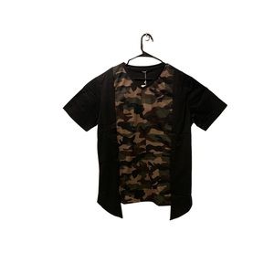 Coofandy Casual Camouflage Fake Two-Piece Slim Fit Henly Short Sleeve T-Shirt